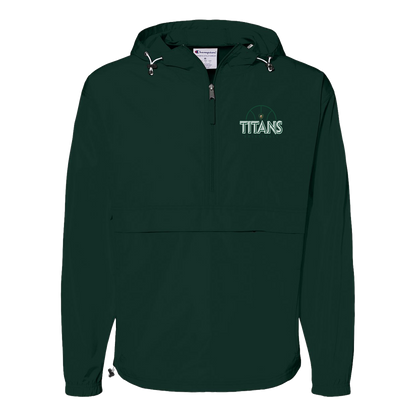 tc-titans-ball-dome-champion-unisex-packable-anorak-jacket — Dark Green — Front — source sha256 2269e1a3977985e06110470f98ffdeb0b30ab854103476e21f1410b499530830 — Color position 3