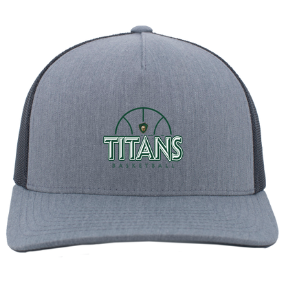 tc-titans-ball-dome-pacific-headwear-5-panel-trucker-snapback-cap — Heather Grey/Light Charcoal — Front — source sha256 baff641b81b5660f3fdcb3d489b7dac23432644b38d2c6ed5fe50b6353fb6f16 — Color position 2