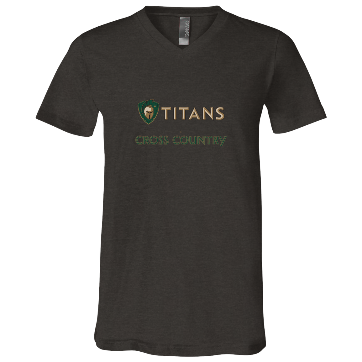 tc-titans-cross-country-basic-bella-canvas-unisex-jersey-ss-v-neck-t-shirt — Dark Grey Heather — Front — source sha256 50f164acdfcb7b6d3d67d721b962085d3e0f047f37575549e81a1014f1c2790b — Color position 3