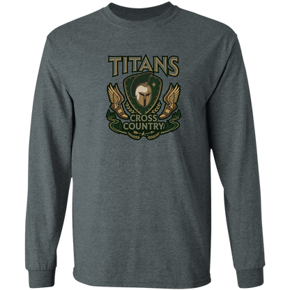 tc-titans-cross-country-insignia-gildan-ls-t-shirt-5-3-oz — Dark Heather — Front — source sha256 28d55925f88d58864881a884151bde0e987d3849ee74df3b0420ff086a64e1bb — Color position 2