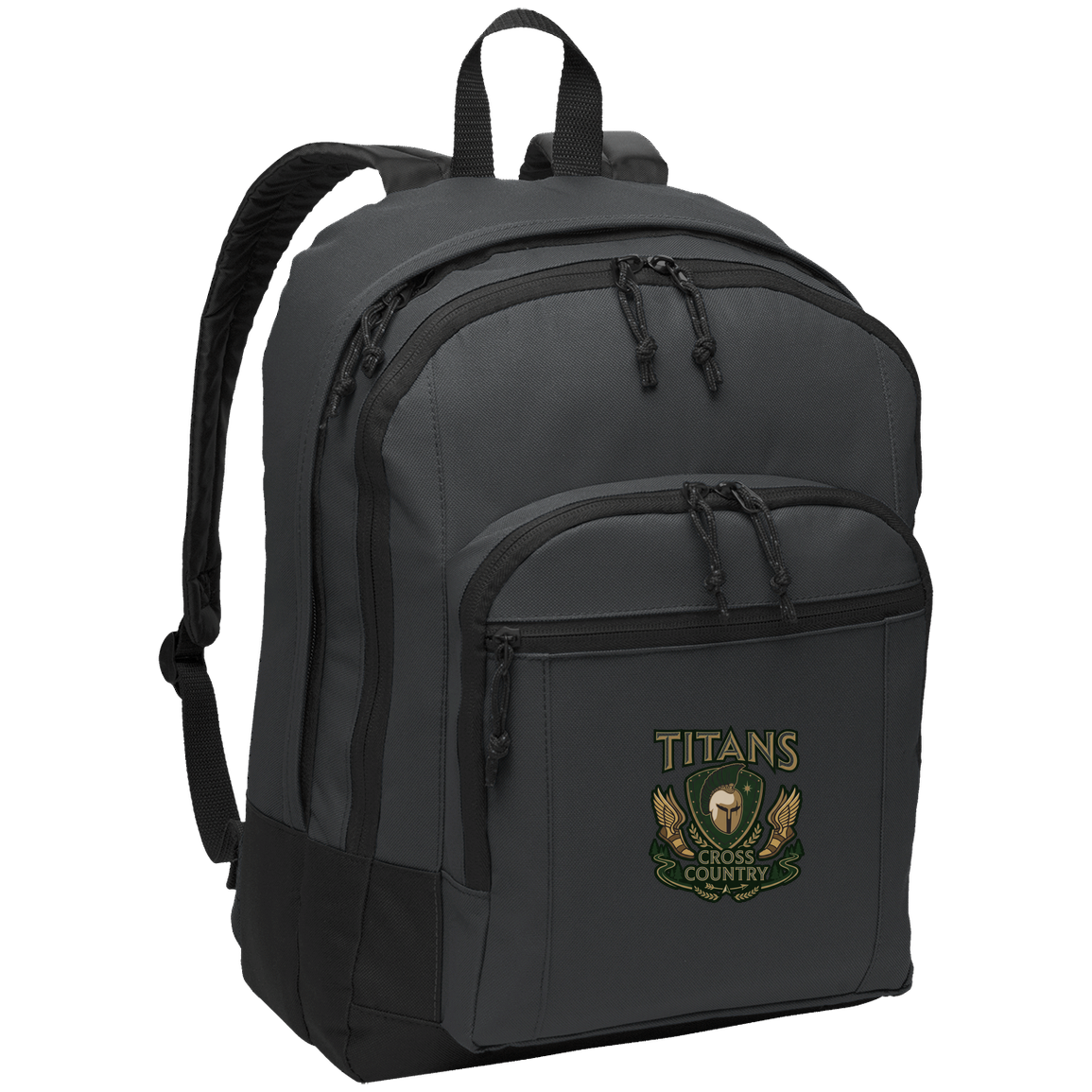 tc-titans-cross-country-insignia-port-authority-basic-backpack — Dark Charcoal — Front — source sha256 2eb8e533a17ef634b860fe6a6c8f71136f8960a5afaa5c84ede8e599033abe92 — Color position 2