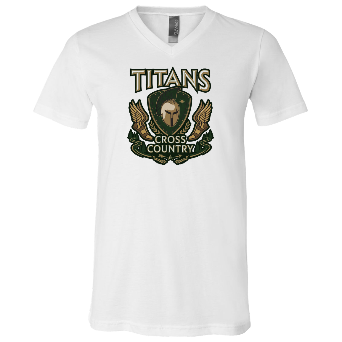 tc-titans-cross-country-insignia-bella-canvas-unisex-jersey-ss-v-neck-t-shirt — White — Front — source sha256 5a7e3e59135cd397ff073f0d0abf497b4b83180e73d0178ee69efb08380705c9 — Color position 1