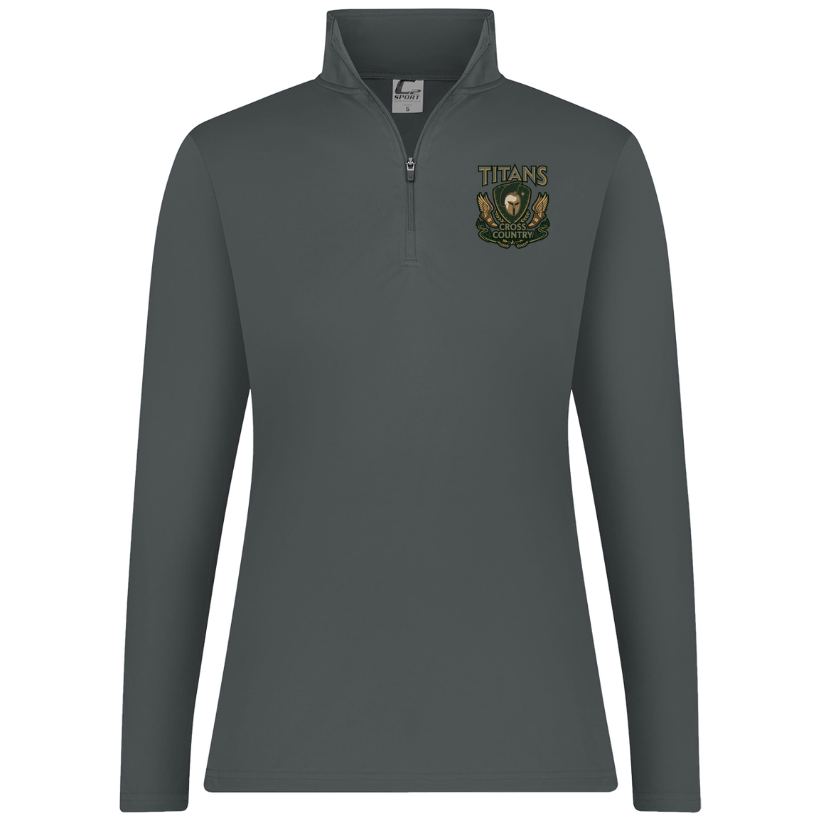 tc-titans-cross-country-insignia-c2-womens-1-4-zip-pullover — Graphite — Front — source sha256 634979ad58c212f97fc835be1b19466946efa93633c470eeebc81d972250ab28 — Color position 4
