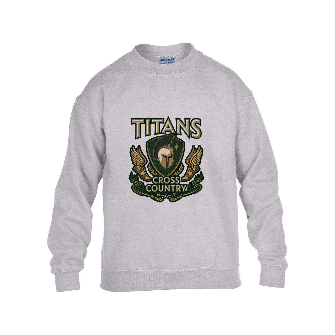 tc-titans-cross-country-insignia-gildan-kids-heavy-blend-fleece-crew — Grey — Front — source sha256 8ea4db5d28a02303de9a038df17723b25d6eae7e722336f12e7a4256281cae75 — Color position 3