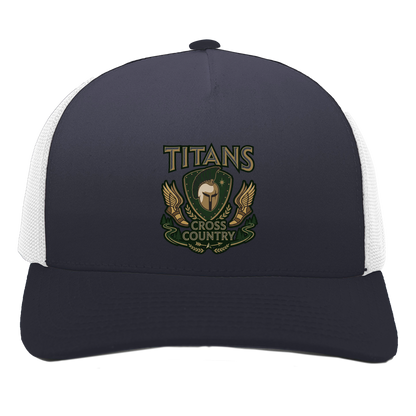 tc-titans-cross-country-insignia-pacific-headwear-5-panel-trucker-snapback-cap — Navy/White — Front — source sha256 962dc9d0e19ba0e53e9348b4fd89156d4e2f61f08b237ab1a974e3e1b7d3a408 — Color position 1