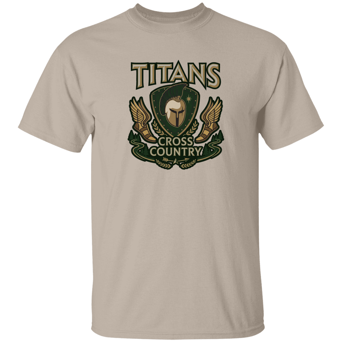 tc-titans-cross-country-insignia-gildan-5-3-oz-t-shirt — Sand — Front — source sha256 aa4ba280c0da58435be7d9aa911d034ef90ae7e862418b2430abf22ed68ea9b1 — Color position 1