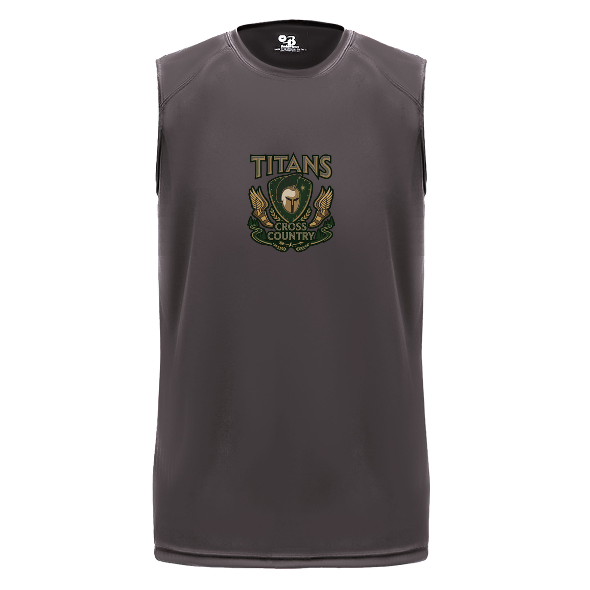 tc-titans-cross-country-insignia-badger-b-core-sleeveless-performance-tee — Graphite — Front — source sha256 b2a37ce303a998d50e06ebc19ffac8e7fe855f47df59674bd2d3b1bf1dcd7c78 — Color position 2
