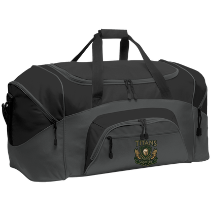 tc-titans-cross-country-insignia-port-company-sport-duffel — Dark Charcoal/Black — Front — source sha256 dcda958245f4855da613c2fe619b5a833f61e6d175d9eac1e0fa7b0d8a9f44ea — Color position 2