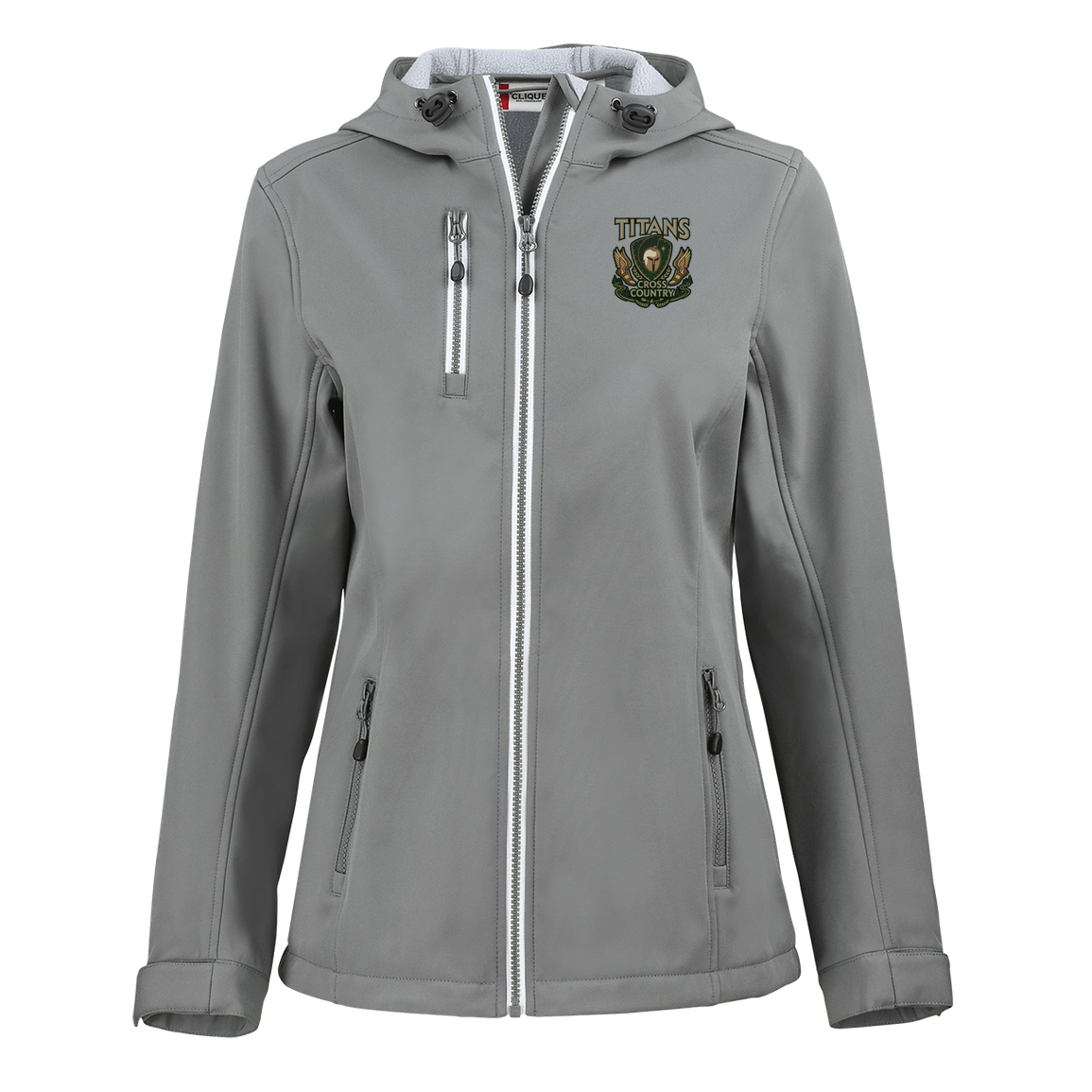 tc-titans-cross-country-insignia-clique-womens-eco-stretch-softshell-jacket — Slate — Front — source sha256 f5c92998519f265a591b82df96cf24923e86cf6bc00832a4d6ce3edc0e6eae50 — Color position 2
