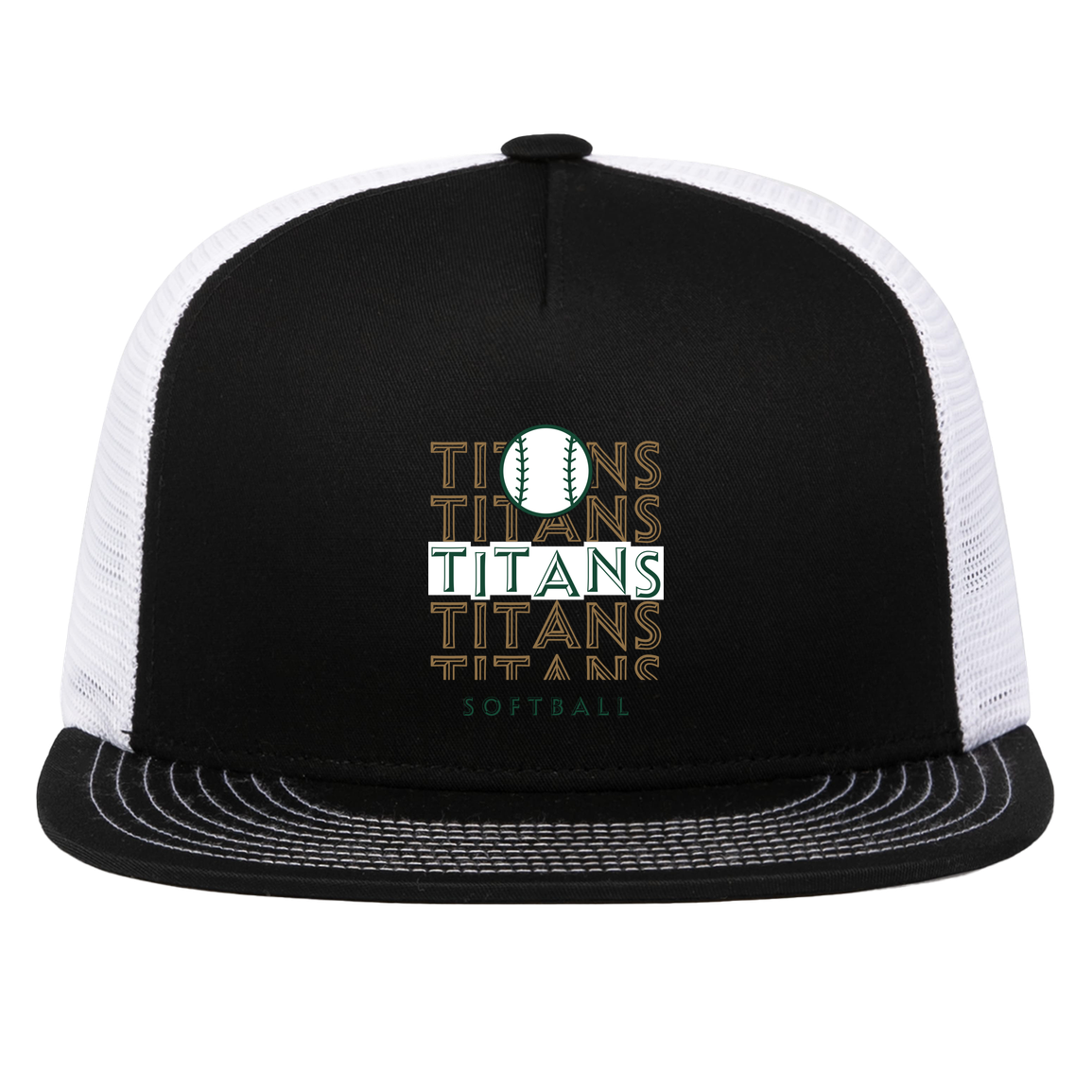 tc-titans-echo-highlight-2-pacific-headwear-d-series-5-panel-trucker-snapback-cap — Black/White — Front — source sha256 d9470c0ddcb4714a029f15d5ee408d25d46b2c15993fcaffe35b92d73705c3ac — Color position 2