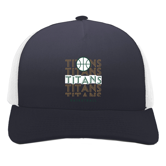 tc-titans-echo-highlight-pacific-headwear-5-panel-trucker-snapback-cap — Navy/White — Front — source sha256 467c7f77c2c92f76a84d508369b68cc8bd42a30a723ad4082e7cf5f31d622c4f — Color position 1
