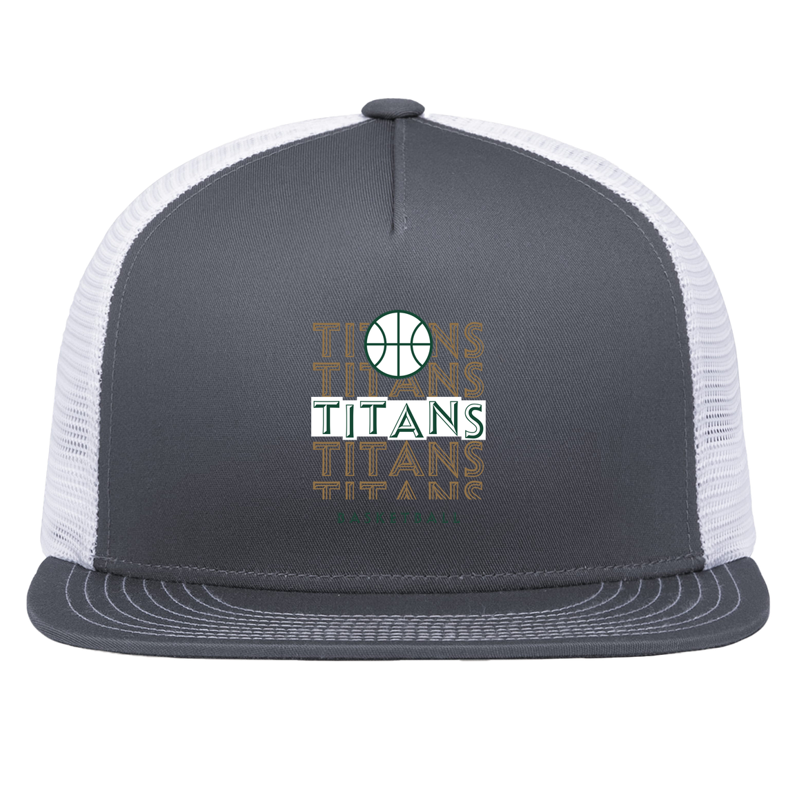 tc-titans-echo-highlight-pacific-headwear-d-series-5-panel-trucker-snapback-cap — Graphite/White — Front — source sha256 50ebfbe45be44f1f4c76f6bb8f2aeb1a86184102b6397409e56b2d306f2811f9 — Color position 4