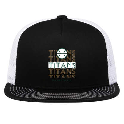 tc-titans-echo-highlight-pacific-headwear-d-series-5-panel-trucker-snapback-cap — Black/White — Front — source sha256 7ead8acc1eea2bbfc133e62c07e2b436a680a4066657a221147e3a5bf57a0e49 — Color position 2