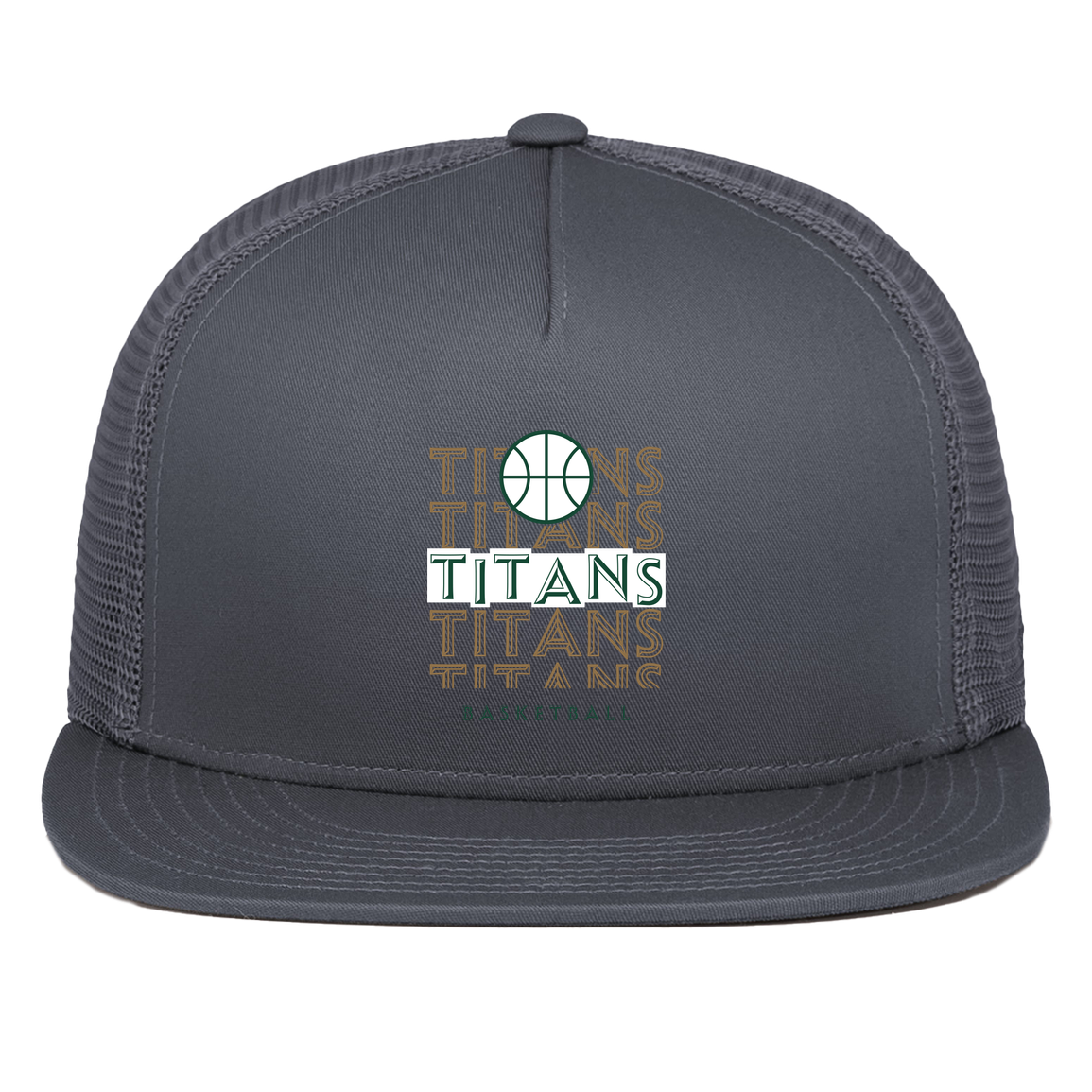 tc-titans-echo-highlight-pacific-headwear-d-series-5-panel-trucker-snapback-cap — Graphite — Front — source sha256 8c2d293ed934ae913510e798ba51c631ddfc3094ba54d7fe637f4dcd544f6916 — Color position 3