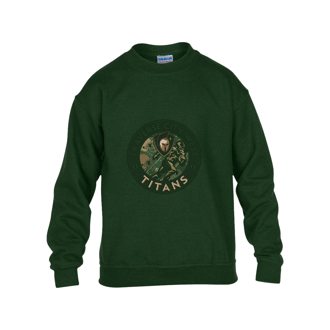 tc-titans-football-breakaway-gildan-kids-heavy-blend-fleece-crew — Forest Green — Front — source sha256 48b9ec8e7cacc6f6e94d42775033774c06cf8591986f00f97deb14ed6c1ac561 — Color position 5