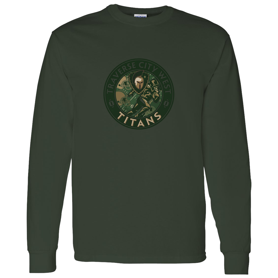 tc-titans-football-breakaway-gildan-ls-t-shirt-5-3-oz — Forest Green — Front — source sha256 5cef2660a462b56086d077b7d93ff9720ca86487f33c14e167542ab1caff4c5d — Color position 6