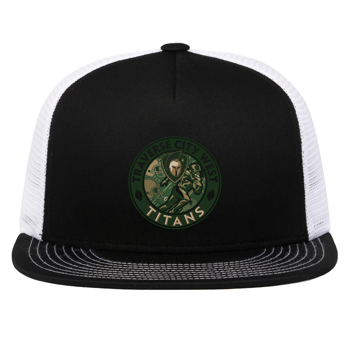tc-titans-football-breakaway-pacific-headwear-d-series-5-panel-trucker-snapback-cap — Black/White — Front — source sha256 5ef164f6ad6dc343c442737f774d5d93319a50c6f0ef0c3aaa9adb7054774076 — Color position 2