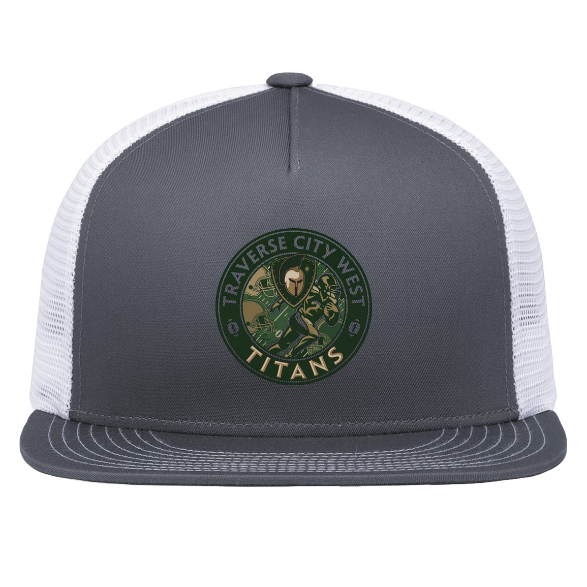tc-titans-football-breakaway-pacific-headwear-d-series-5-panel-trucker-snapback-cap — Graphite/White — Front — source sha256 7695422b37e5f4747632a075e02f2820000a55e07ccce516ef31174805d0d47c — Color position 4