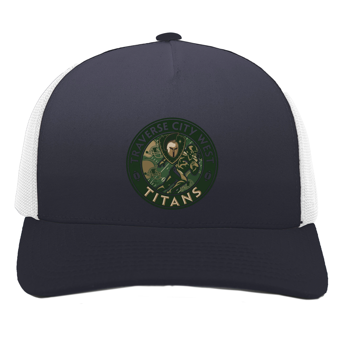 tc-titans-football-breakaway-pacific-headwear-5-panel-trucker-snapback-cap — Navy/White — Front — source sha256 83395b36e83784df020a2102da3c0718fe270f96ebec705475742a22eb306674 — Color position 1