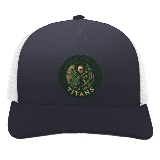tc-titans-football-breakaway-pacific-headwear-5-panel-trucker-snapback-cap — Navy/White — Front — source sha256 83395b36e83784df020a2102da3c0718fe270f96ebec705475742a22eb306674 — Color position 1