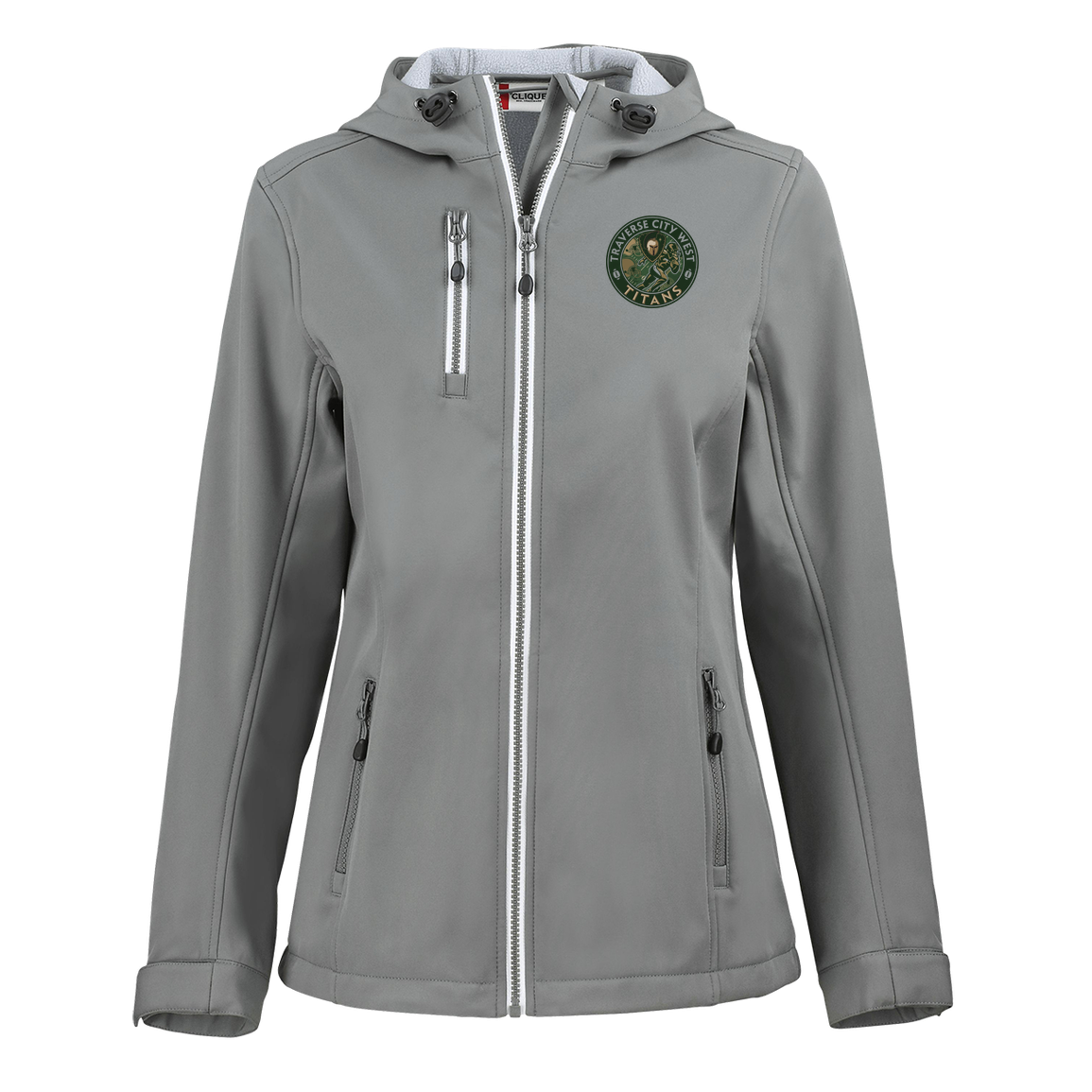 tc-titans-football-breakaway-clique-womens-eco-stretch-softshell-jacket — Slate — Front — source sha256 fed1cf8da7f7dc8ea9a086184bb7e168e7ad2b3b486cf844d040f6842efcb815 — Color position 2
