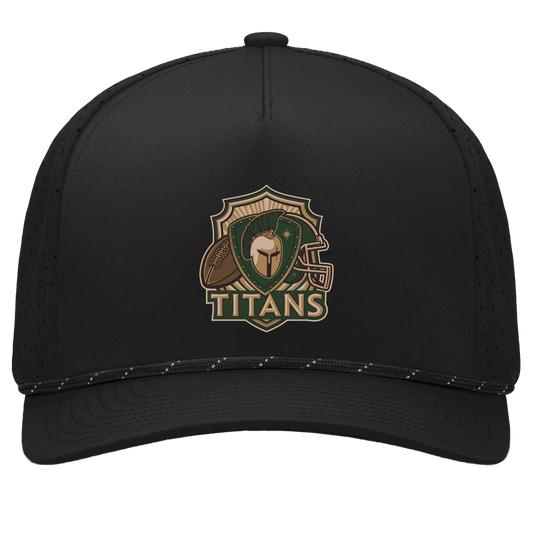 tc-titans-football-crest-v2-pacific-headwear-weekender-perforated-snapback-cap — Black/Black — Front — source sha256 129181b1f768b92a48be4d7d79a293c21ca932e3429f49e052ac322f80c14f55 — Color position 1