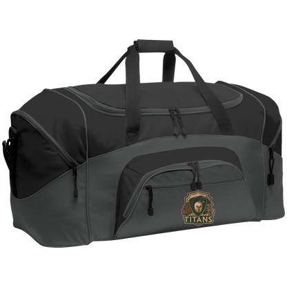 tc-titans-football-crest-v2-port-company-sport-duffel — Dark Charcoal/Black — Front — source sha256 2f4a8f2aada57f5992d9aba102169b0527e021123853c861523f81020e7aa985 — Color position 2