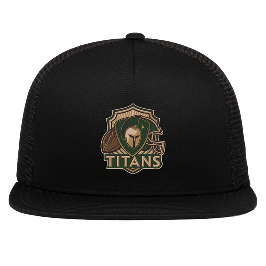 tc-titans-football-crest-v2-pacific-headwear-d-series-5-panel-trucker-snapback-cap — Black — Front — source sha256 3f66e899bbcdd1e5199f19952977442d9553962cbc52ce39a8ca2ffeaaa67530 — Color position 1