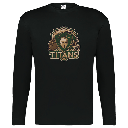 tc-titans-football-crest-v2-c2-kids-performance-long-sleeve-tee — Black — Front — source sha256 a136f569e30d9b4fc12594167b716755ee812cb6a78f68cd4d13851889c3357e — Color position 1
