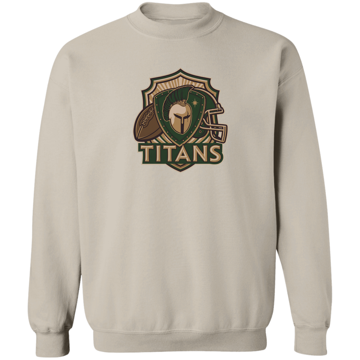 tc-titans-football-crest-v2-gildan-crewneck-pullover-sweatshirt — Sand — Front — source sha256 acdf624337622eff8cbe301966e936c6f53dc6f518a863f6796e656e6498f3f6 — Color position 5
