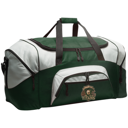 tc-titans-football-crest-v2-port-company-sport-duffel — Hunter Green/Gray — Front — source sha256 bdfa3703b583144d5ee82b52040986ce07db54d8446a8531274044af147760e1 — Color position 3