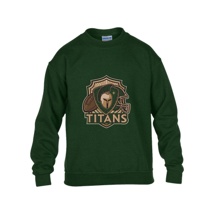 tc-titans-football-crest-v2-gildan-kids-heavy-blend-fleece-crew — Forest Green — Front — source sha256 cbfe1f87e7774414a322ff8a943ef7243b3ff1574c2ed970a4c9835d2efdb98b — Color position 5