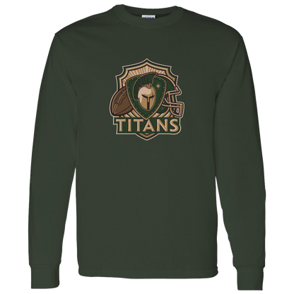tc-titans-football-crest-v2-gildan-ls-t-shirt-5-3-oz — Forest Green — Front — source sha256 d791def7267bcb44f764a2eb67e681d26866b231f7483a18e5d2ca22101dd918 — Color position 6