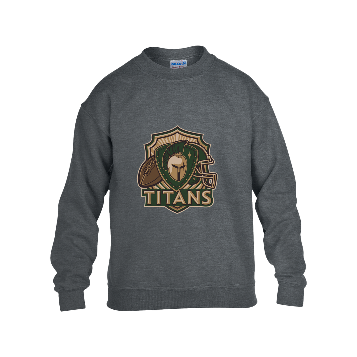 tc-titans-football-crest-v2-gildan-kids-heavy-blend-fleece-crew — Dark Heather — Front — source sha256 f159d49181bb4f64a66a317b64e05b61d4b91e8d7c2ce71c6df2fe8a79709237 — Color position 2