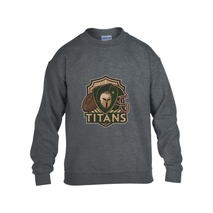 tc-titans-football-crest-v2-gildan-kids-heavy-blend-fleece-crew — Dark Heather — Front — source sha256 f159d49181bb4f64a66a317b64e05b61d4b91e8d7c2ce71c6df2fe8a79709237 — Color position 2