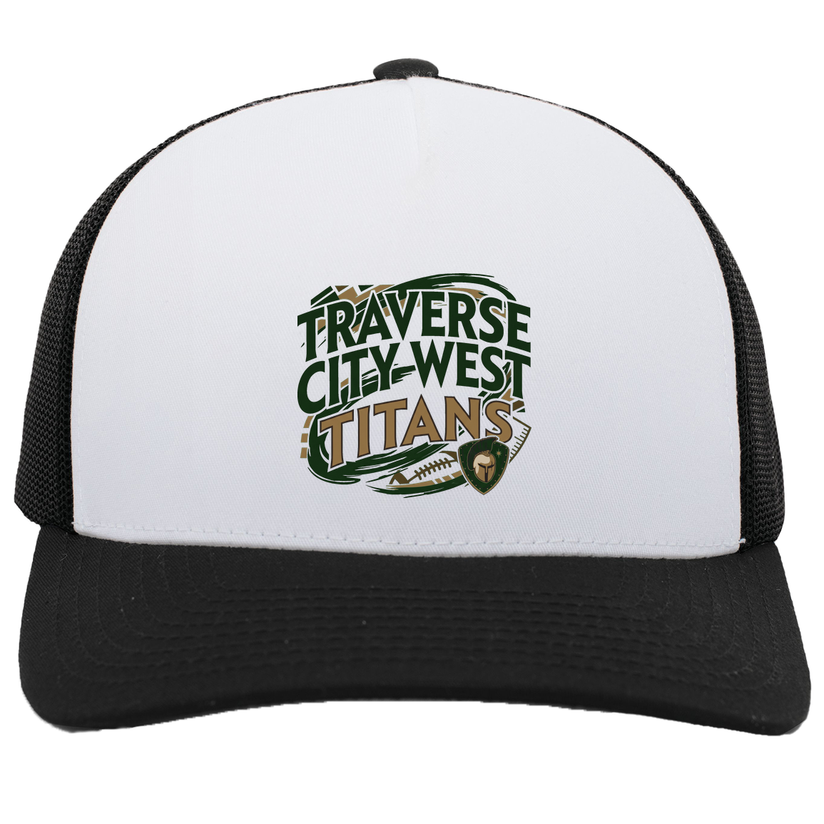 tc-titans-football-graphic-pacific-headwear-5-panel-trucker-snapback-cap — White/Black — Front — source sha256 0cff91501f46142ae34b2e53ec34aabe4aa4d7caab83cdb1377741fd15920d58 — Color position 5