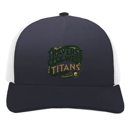 tc-titans-football-graphic-pacific-headwear-5-panel-trucker-snapback-cap — Navy/White — Front — source sha256 3431a2d0989518a42e8e2188ee2d11673599f2c037730585a326c5c9e53e1e9d — Color position 1