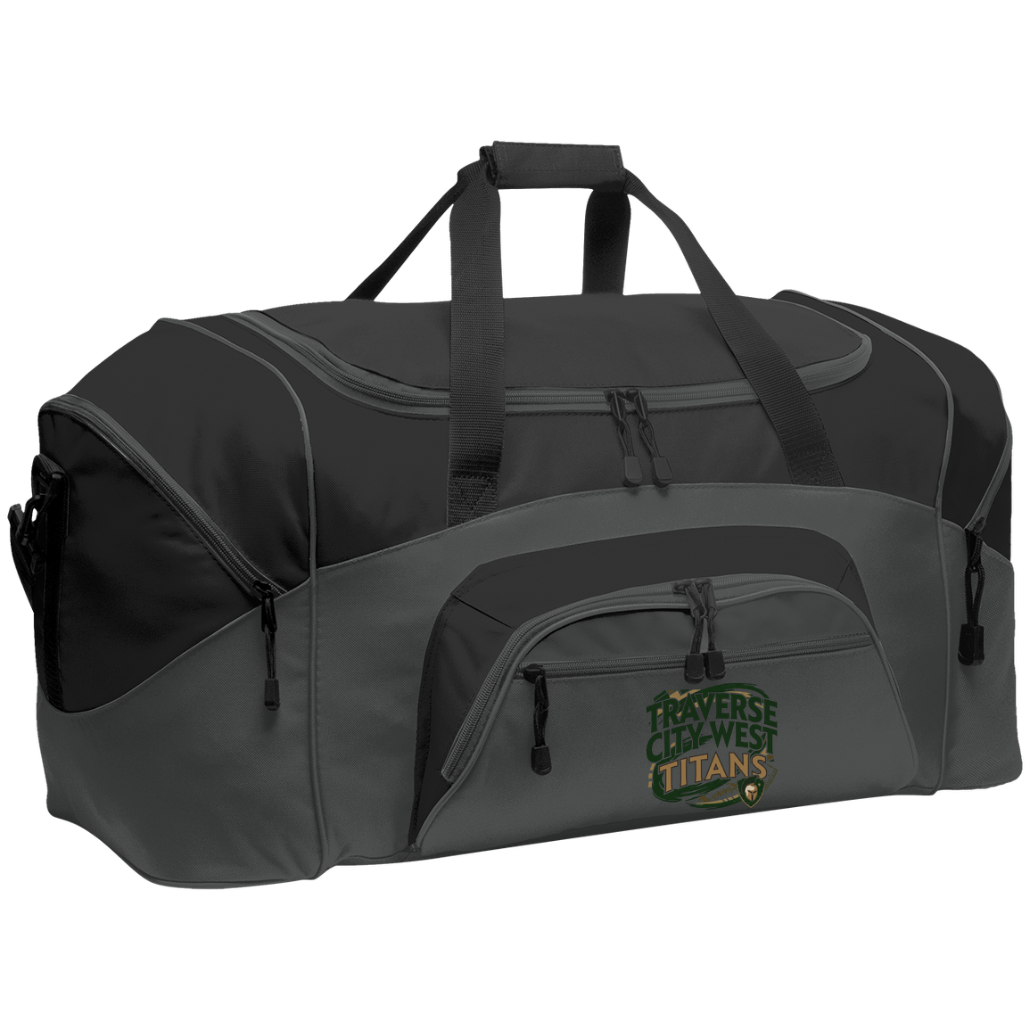 tc-titans-football-graphic-port-company-sport-duffel — Dark Charcoal/Black — Front — source sha256 538358f301245e16994591ad919d503ea5beec4dd793b2f294ad13d726d9ed75 — Color position 2