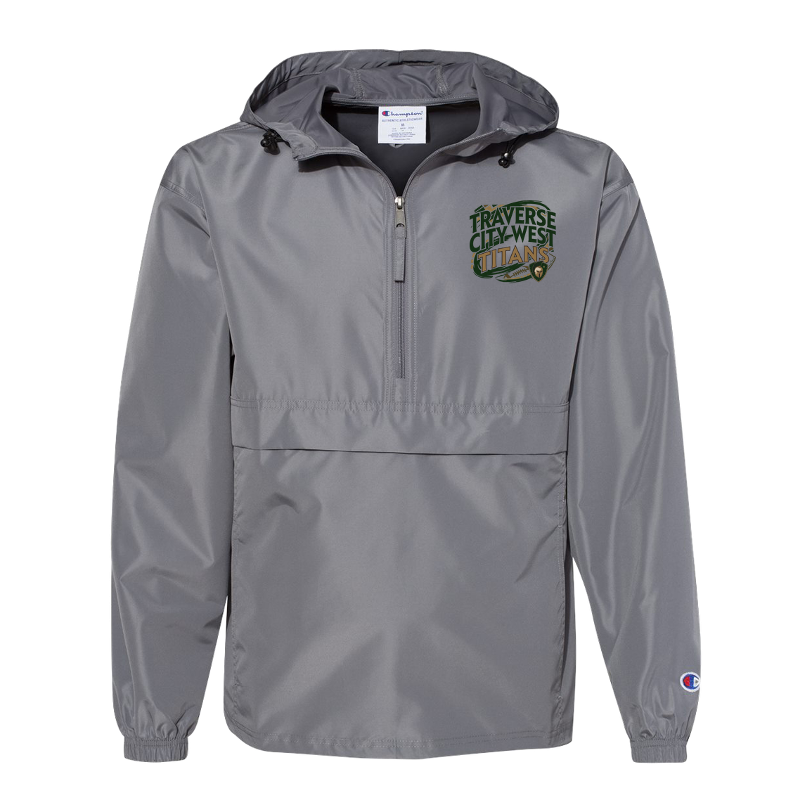 tc-titans-football-graphic-champion-unisex-packable-anorak-jacket — Graphite — Front — source sha256 6594bdf0a09beabbd2c7582feb312a98a7db3bc9f0b2cead6d66000ab90afb98 — Color position 2