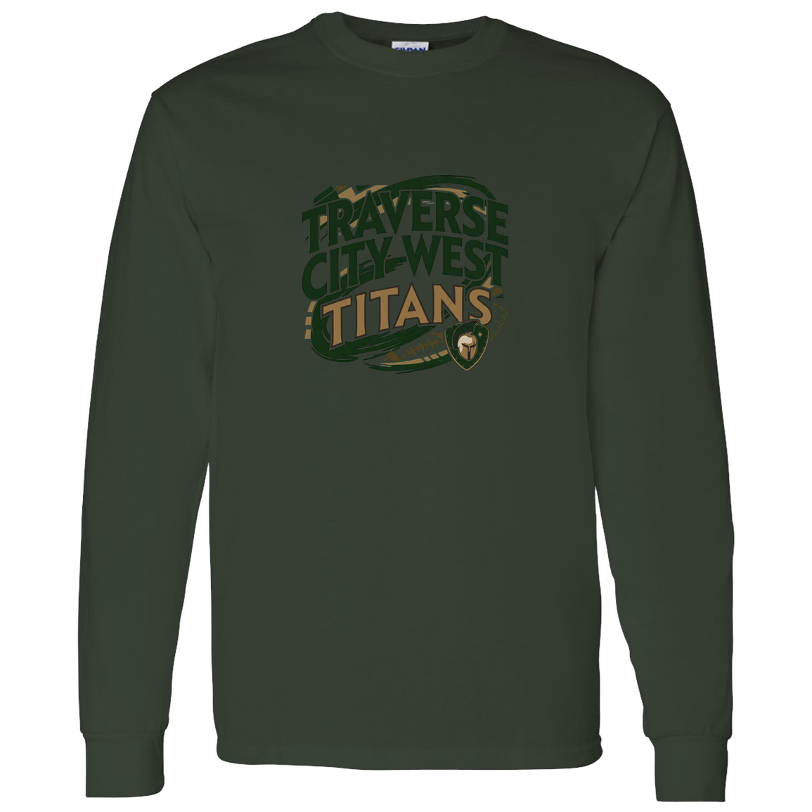 tc-titans-football-graphic-gildan-ls-t-shirt-5-3-oz — Forest Green — Front — source sha256 6644690b5d965b9a3a8fda1fa8ee42ba07ee6cb8881c8af8889d3096923821ea — Color position 6