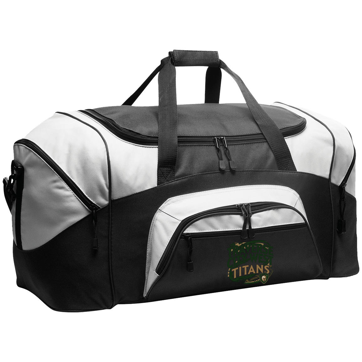 tc-titans-football-graphic-port-company-sport-duffel — Black/Gray — Front — source sha256 c7926d5a00077c43f7e87523044fc1fdc0ad2bec05c3f52cc671f2c3b2e40832 — Color position 1