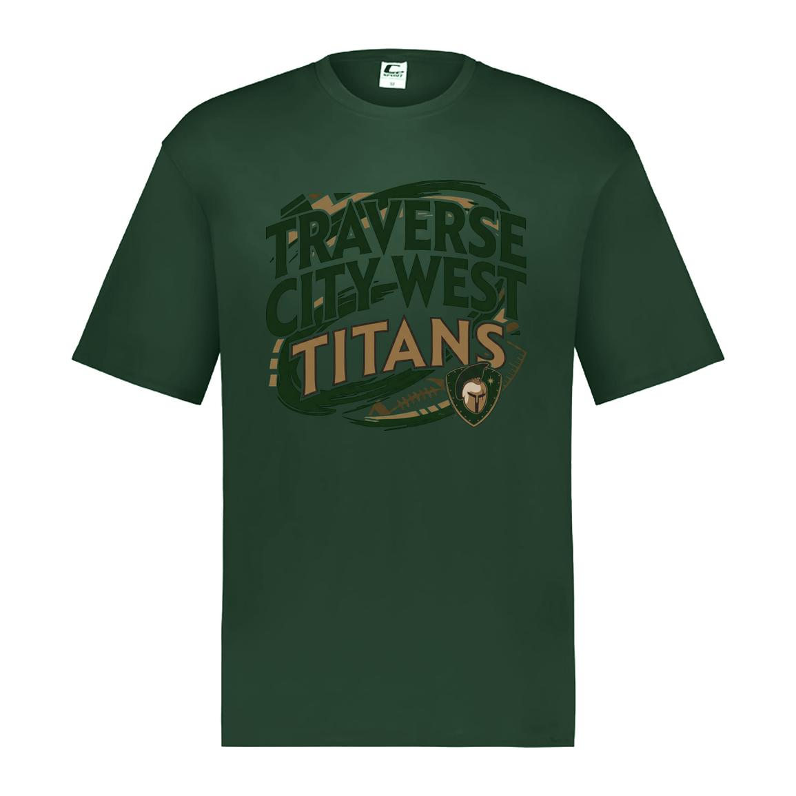 tc-titans-football-graphic-c2-mens-performance-short-sleeve-tee — Dark Green — Front — source sha256 d2f92d62836f7cc000e9da81812e056a6ae3cce798460eea22c3ba6bb94bcb8b — Color position 5