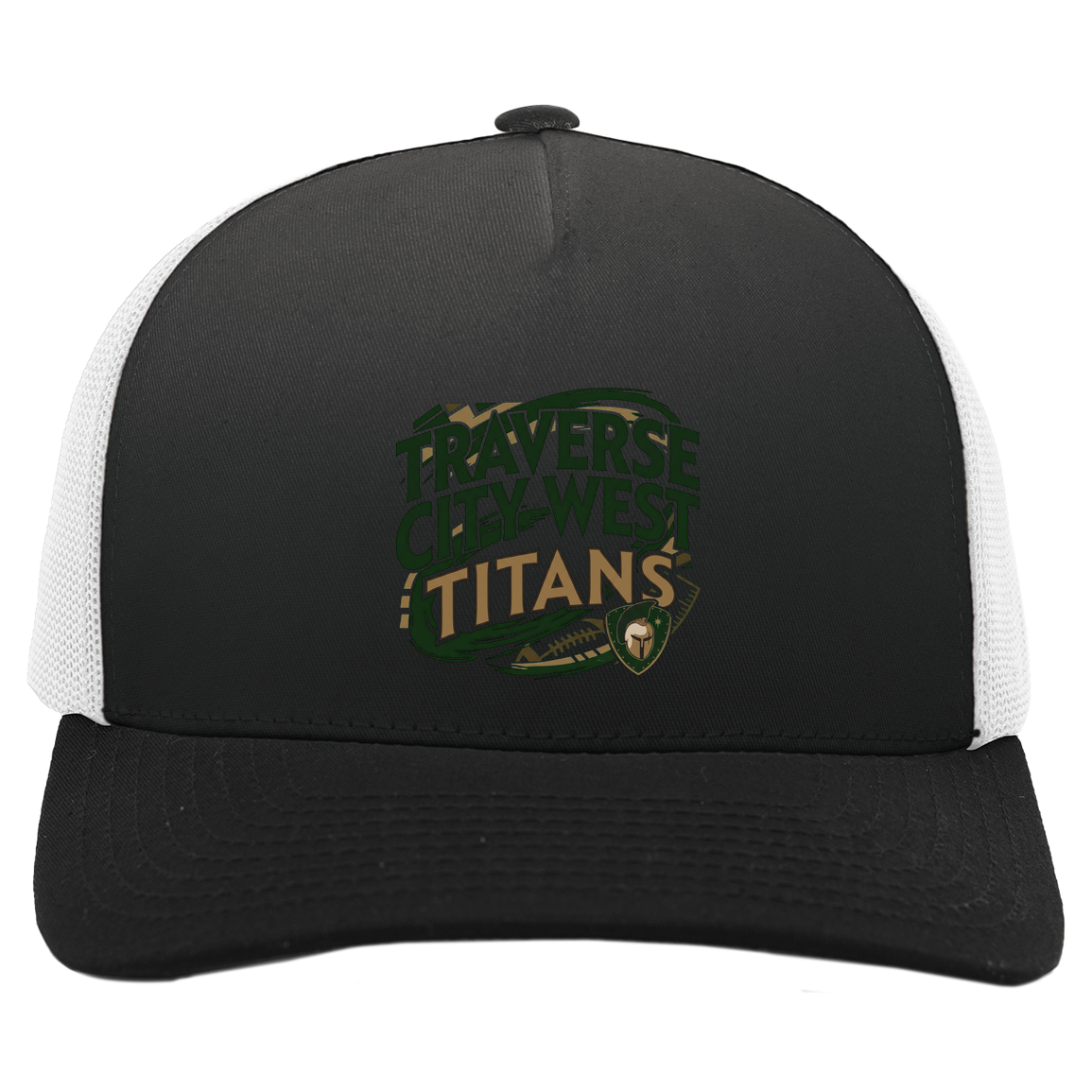 tc-titans-football-graphic-pacific-headwear-5-panel-trucker-snapback-cap — Black/White — Front — source sha256 d7e81c80248f3028e459e5dcd4d71ccdfb7051e6eaf29e1f94afa59647fa1f80 — Color position 4