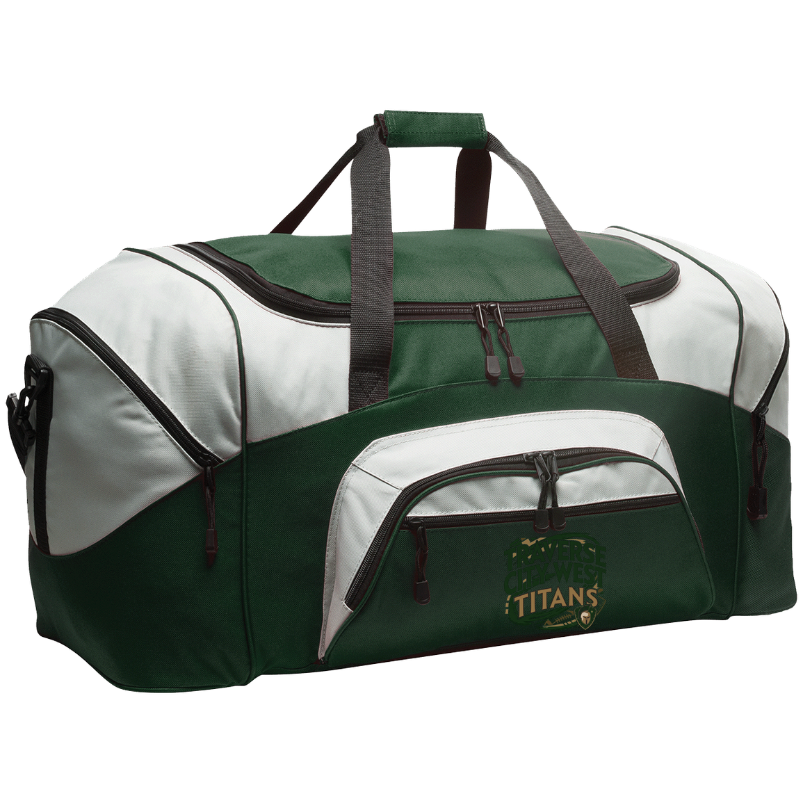 tc-titans-football-graphic-port-company-sport-duffel — Hunter Green/Gray — Front — source sha256 e9a95070fec74d7f2ee6667cc9227da7b425e9a0d66c049fed144f51ec97f4ac — Color position 3