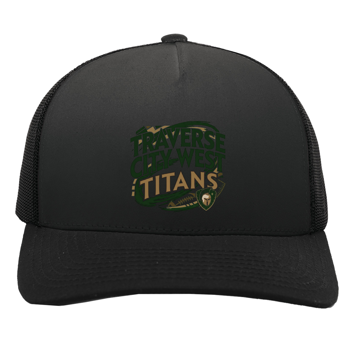 tc-titans-football-graphic-pacific-headwear-5-panel-trucker-snapback-cap — Black/Black — Front — source sha256 eb6b301ec7edef380315ea9944b7fdc5a85b8bddcbe67fe2879796864d29545c — Color position 3