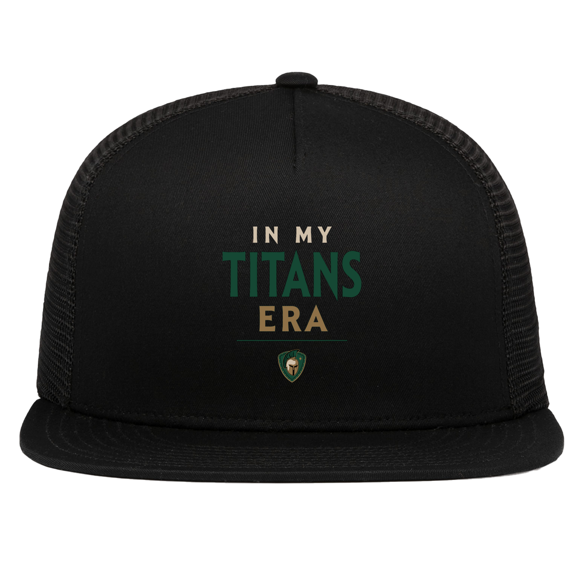 tc-titans-in-my-titans-era-pacific-headwear-d-series-5-panel-trucker-snapback-cap — Black — Front — source sha256 0d1553f02ab3aa3ee35cf4c1784bc2a8a744bb60ff0bb313489d7bd64b390653 — Color position 1