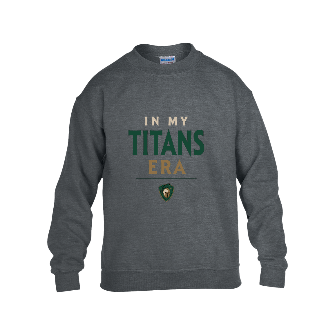 tc-titans-in-my-titans-era-gildan-kids-heavy-blend-fleece-crew — Dark Heather — Front — source sha256 1db7cdcd510209d3c6bfabea8cc977c5b51296b0a048be98b84262193a6af3ff — Color position 2