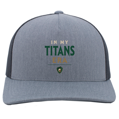 tc-titans-in-my-titans-era-pacific-headwear-5-panel-trucker-snapback-cap — Heather Grey/Light Charcoal — Front — source sha256 26417dcfab24f7fd68313281688c4b19a3b711ebd836796e9aa54c5e3b11d23a — Color position 2