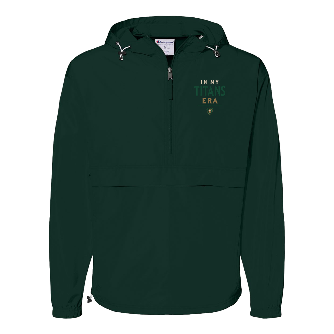tc-titans-in-my-titans-era-champion-unisex-packable-anorak-jacket — Dark Green — Front — source sha256 2a3c385792c780d701de173d64895bc997407be48e43aae90a63b782dd4c7fbd — Color position 3
