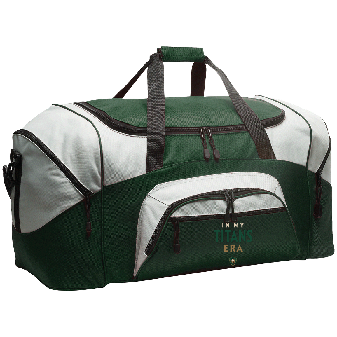 tc-titans-in-my-titans-era-port-company-sport-duffel — Hunter Green/Gray — Front — source sha256 6bc64483f265382407c96e36351542d763928c1335c6a600f6142a1a6017844e — Color position 3